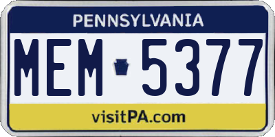PA license plate MEM5377