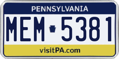 PA license plate MEM5381