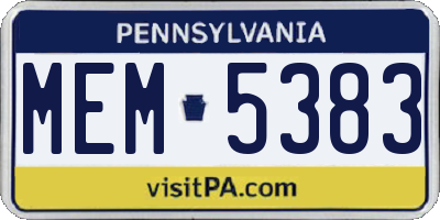 PA license plate MEM5383