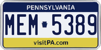 PA license plate MEM5389