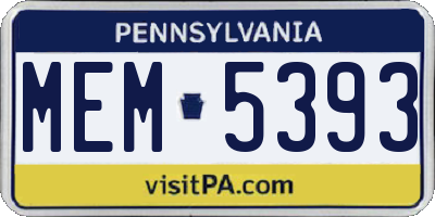 PA license plate MEM5393