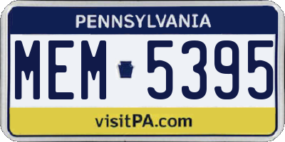 PA license plate MEM5395