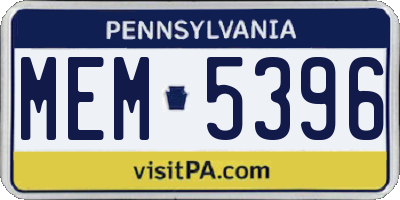 PA license plate MEM5396