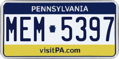 PA license plate MEM5397