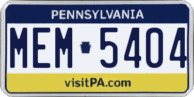 PA license plate MEM5404