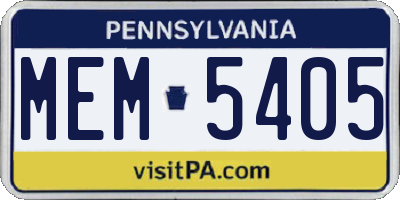 PA license plate MEM5405