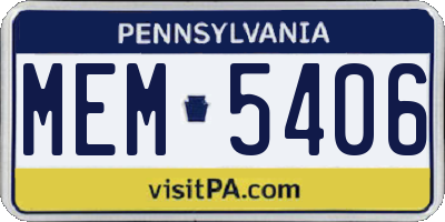 PA license plate MEM5406