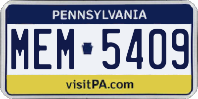 PA license plate MEM5409