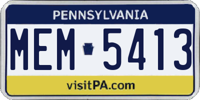 PA license plate MEM5413