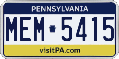 PA license plate MEM5415