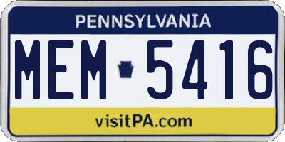 PA license plate MEM5416