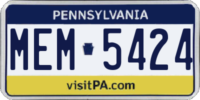 PA license plate MEM5424
