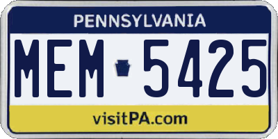 PA license plate MEM5425