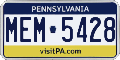 PA license plate MEM5428