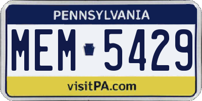 PA license plate MEM5429