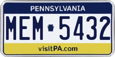 PA license plate MEM5432