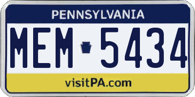PA license plate MEM5434