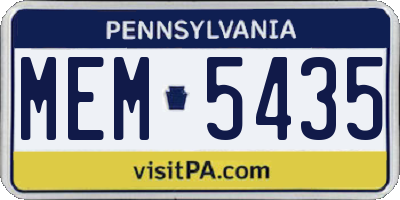 PA license plate MEM5435