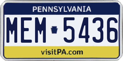 PA license plate MEM5436
