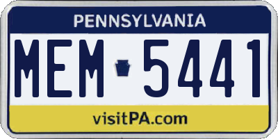 PA license plate MEM5441