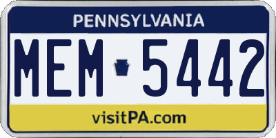 PA license plate MEM5442