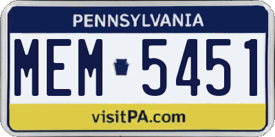 PA license plate MEM5451