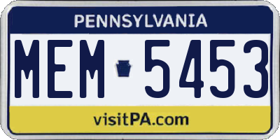 PA license plate MEM5453