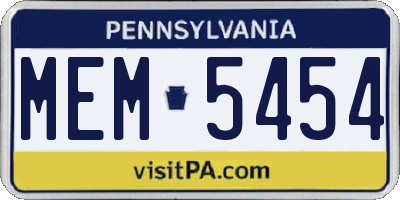 PA license plate MEM5454