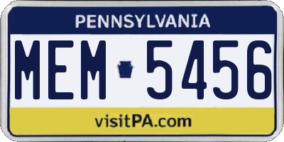 PA license plate MEM5456