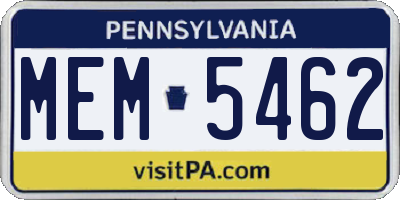 PA license plate MEM5462
