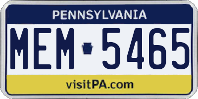 PA license plate MEM5465