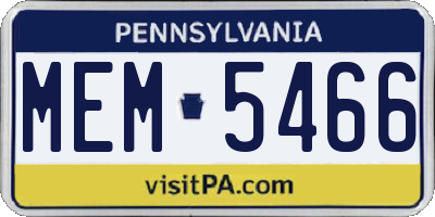 PA license plate MEM5466