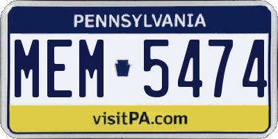 PA license plate MEM5474