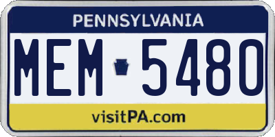 PA license plate MEM5480