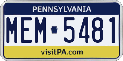 PA license plate MEM5481
