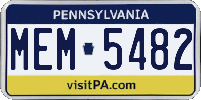 PA license plate MEM5482