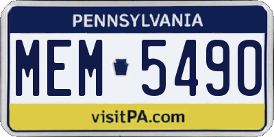 PA license plate MEM5490