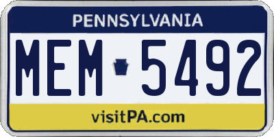 PA license plate MEM5492