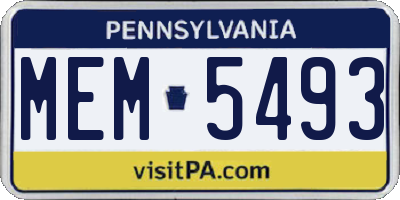 PA license plate MEM5493