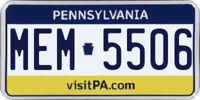 PA license plate MEM5506
