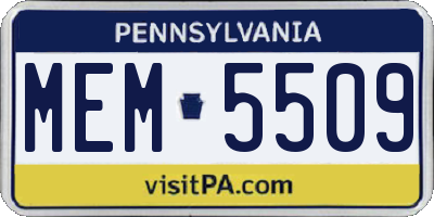 PA license plate MEM5509