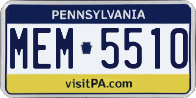 PA license plate MEM5510