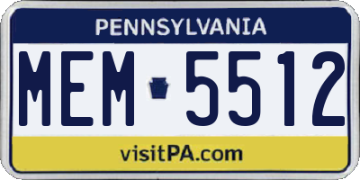 PA license plate MEM5512