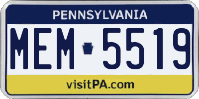PA license plate MEM5519