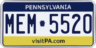 PA license plate MEM5520