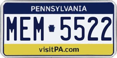 PA license plate MEM5522