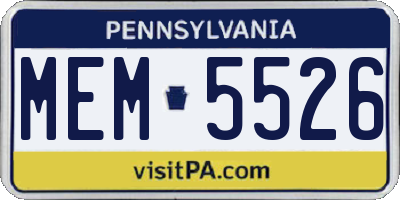 PA license plate MEM5526
