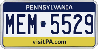 PA license plate MEM5529