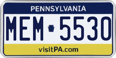 PA license plate MEM5530