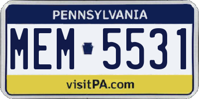 PA license plate MEM5531